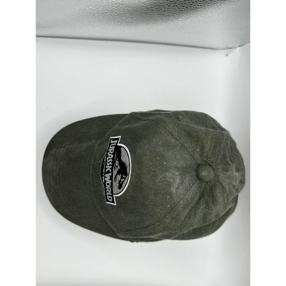 Jurassic World Baseball Cap Hat Adjustable Snapback Faded Olive Green Gray Logo